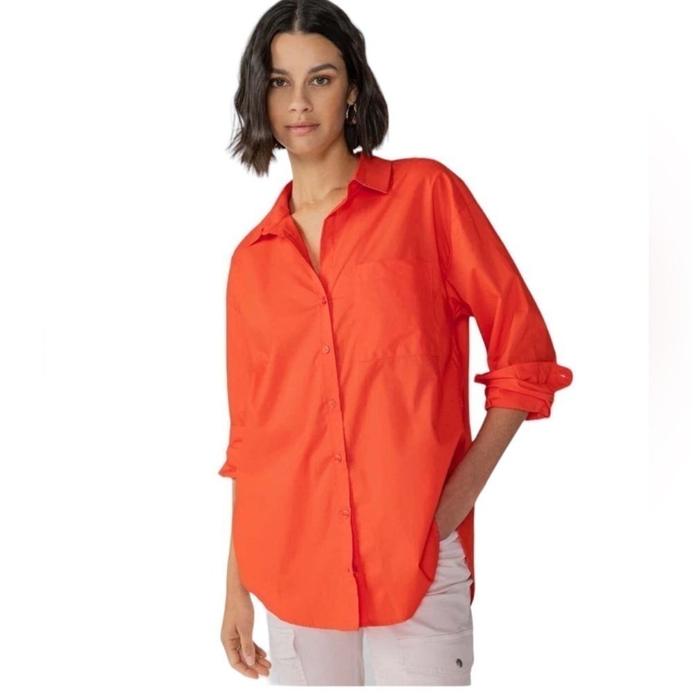 Sanctuary Cotton Button Down Orange Blouse Plus 2X